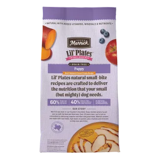 Lil' Plates Grain Free Puppy Real Chicken + Sweet Potato Recipe - Back of bag
