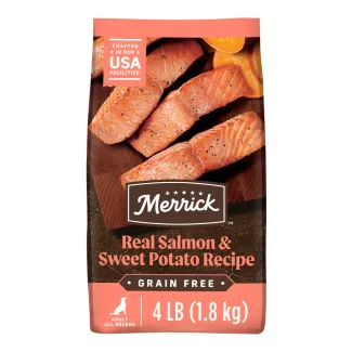 Bag of Merrick Grain Free Real Salmon &amp; Sweet Potatoes Recipe Dry Dog Food