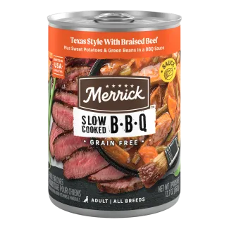 Merrick Texas Style with Braised Beef packaging.