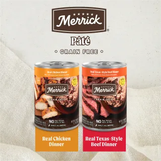 Merrick Grain Free Real Beef and Chicken cans.