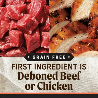 First ingredient is deboned beef or chicken.